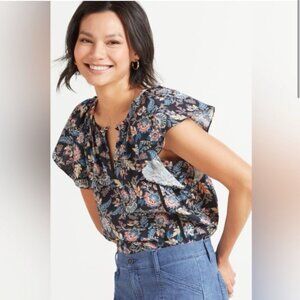 Roan + Ryan Fiona Paisley Ruffle Blouse Top